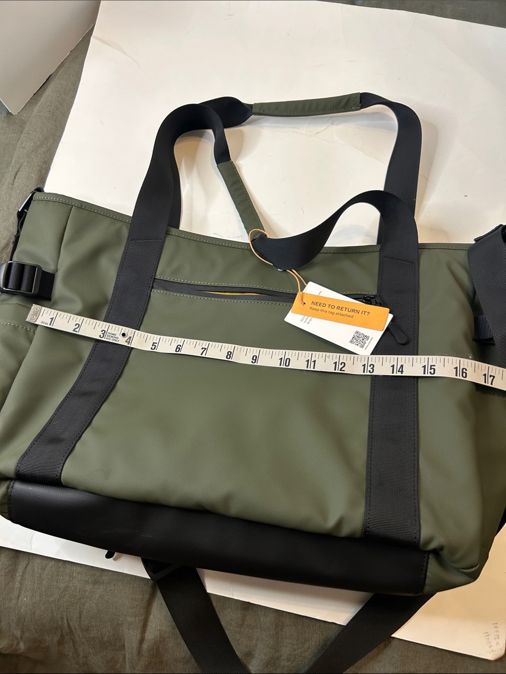 Quince Olive Green Utility Travel Bag with Black Straps - Picture 10 of 16